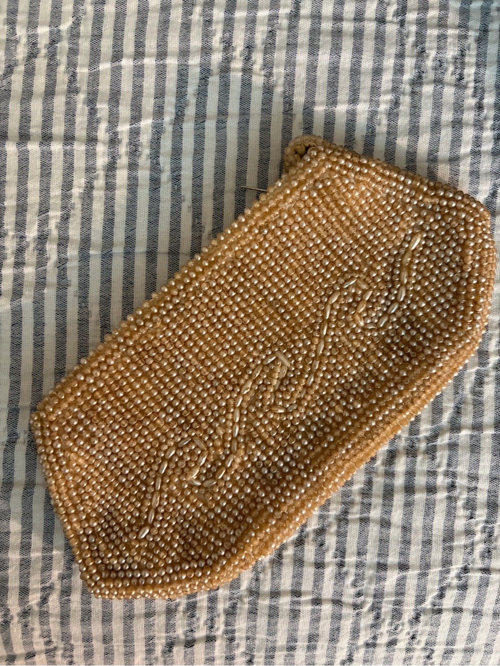 Vintage Pearl Beaded Women’s Clutch Bag - Champagne